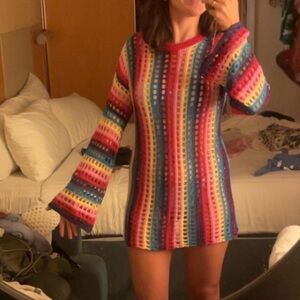 Colorful Crocheted Swimsuit Cover Dress